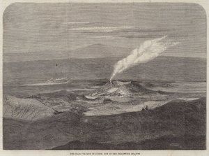 フィリピンの島、ルソン島のタアル火山（銅版画