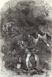 地下通路にいるモンタキュート卿の部隊、「カッセルの図解されたイングランドの歴史」のイラスト 作： English School