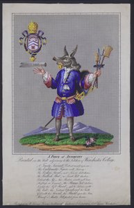 1579年に英国の詩人ジョンホスキンズがハンプシャーのウィンチェスターカレッジのキッチンに隣接する壁に描いたTrusty Servant 作： English School