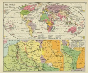 第一次世界大戦勃発時の世界 1914年（カラーリトグラフ） 作： English School