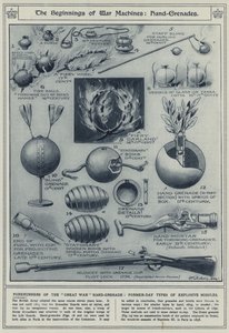戦争機械の始まり、手榴弾、第一次世界大戦手榴弾の前身、かつてのタイプの爆弾ミサイル 作： English School
