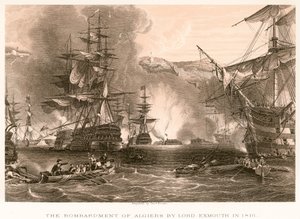 1816年のエクスマス卿によるアルジェの砲撃 作： English School