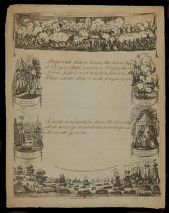 イギリス軍によるコペンハーゲンの爆撃と1807年にT.とR.ヒューズによって出版された、ニュージーランドの島へのイギリス軍の着陸 作： English School