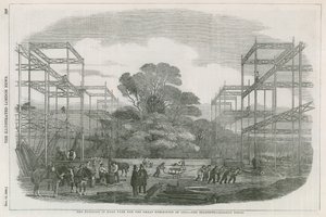1851年の大展示会のためのロンドンのハイドパークにある建物