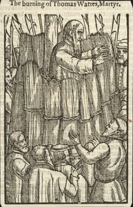 殉教者トマス・ワテスの火刑（エングレーヴィング） 作： 英語学校