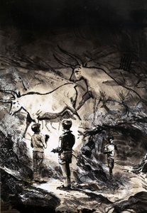 フランスのモンティニャック近くのラスコーの洞窟壁画 作： English School