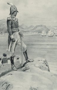 A morte do pobre Toussaint LOuverture se aproxima, o líder negro observa a vinda da frota enviada por Napoleão para sua destruição 作： English School