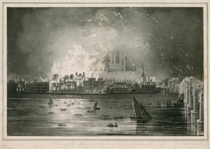 1834年10月16日の国会議事堂の焼失 作： English School