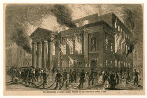 1856年3月5日の朝、ロンドンのコヴェントガーデンシアターの破壊 作： English School