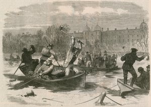 リージェンツパークの氷の上の災害。死者のために湖を引きずる 作： English School