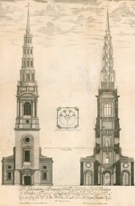 ロンドンのフリートストリートにあるセントブライド教会の尖塔の西端の標高と展望