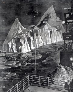 タイタニック号に乗っているJ.スキャロットが見た有名な氷山、1912 作： English School