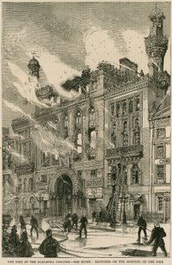アルハンブラ劇場の火-1882年12月7日、火の朝にスケッチされた廃墟 作： English School