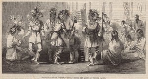 ウィンザー城の女王の前のオジベウェイインディアンの戦争の踊り 作： English School