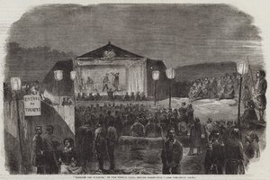 セバストポリ前のフランス軍陣地にある "Theatre des Zouaves"(エングレーヴィング) 作： English School
