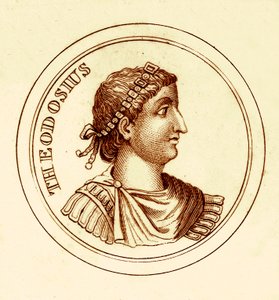 Theodosius、George CrabbによるUniversal Historical Dictionaryのイラスト、1825年に発行（デジタル拡張画像） 作： English School