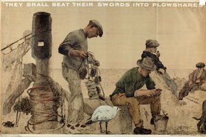 The Empire Stands for Peace」シリーズより「They Shall Beat Their Swords into Plowshares」（カラーリトグラフ） 作： English School