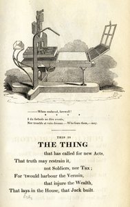 これは、1819年に出版された、ウィリアムホーンによってジャックが建てた政治家のイラストです。 作： English School