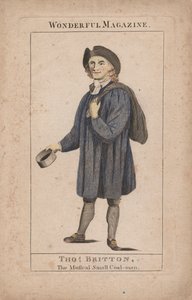 Thomas Britton：The Musical Small Coal-Man、Wonderful Magazine、c.1764（hand-colored engraving）のイラスト 作： English School