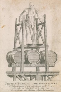 1741年5月28日、スピタルフィールズで彼の驚くべき強さの偉業の1つを演じる強い男、トーマス・トップハム 作： English School