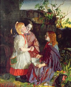 風景の中の3人の少女、1860年頃 作： English School