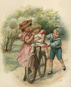 自転車で遊ぶ3人の子供