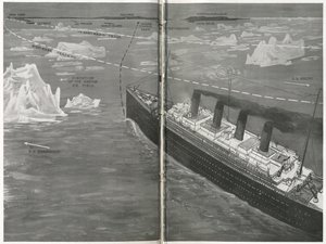 流氷の中のタイタニック 1912年4月20日「The Sphere」より（リトグラフ）（450874のディテール