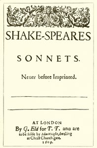 シェイクスピア・ソネットのタイトルページ、1609 作： English School