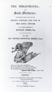 Thomas Frognall Dibdin牧師によるBibliomaniaのタイトルページ、1809年発行（印刷物）