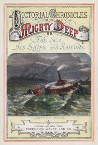 Pictorial Chronicles of the Mighty Deep」のタイトルページ（彩色済み彫刻）。 作： English School