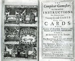 The Compleat Gamesterの第5版のタイトルページ。チャールズコットン（1630-87）に帰属。 1725 作： English School