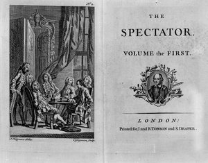 The Spectatorの収集版の第1巻のタイトルページ、1788年発行（印刷物）