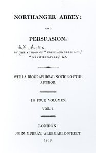 ノーザンガー修道院と説得のジェーンオースティンによるタイトルページ、初版、1818年