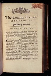 The London Gazette」のタイトルページ 作： English School