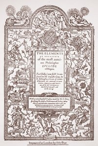 ユーデイズエレメンツの初期翻訳のタイトルページ、ジョンデイ、ロンドン、1570-71年 作： English School