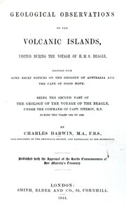 チャールズダーウィンによる火山島の地質学的観測のタイトルページ、1844年（印刷された紙） 作： English School