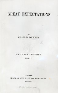 チャールズディケンズの大いなる期待へのタイトルページ、初版、1861年（印刷） 作： English School