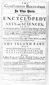 リチャード・ブルーム発行のジェントルマンズ・レクリエーションのタイトルページ、1686 作： English School