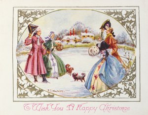 ヴィクトリア朝のカード「To Wish you a Happy Christmas」（クロモリソ）