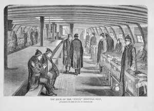 ヘンリーメイヒュー（1812-87）とジョンビニー（1862）によるロンドンの刑務所刑務所と刑務所生活のシーンからのウールウィッチのハルクに取り付けられたユナイテッド病院船のトップデッキ 作： English School