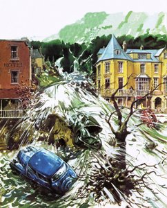 1952年8月、デボン州リンマスでのテロの急流 作： English School
