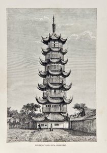 上海の長華の塔、ユニバーサルジオグラフィックのイラスト、地球とその住民、1878年発行