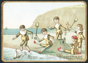 ビーチで遊ぶおもちゃ、クリスマスカード 作： English School