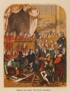 ウィリアム・ラッセル卿の裁判（カラー版画） 作： English School