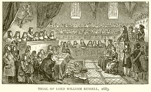 ウィリアムラッセル卿の裁判、1683年 作： English School