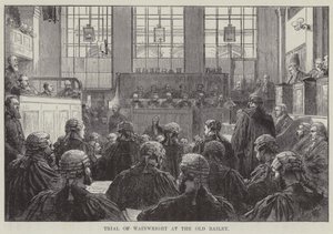 オールド・ベイリーでのウェインライトの裁判（版画 作： English School