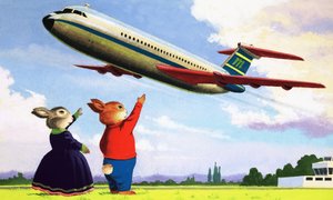 航空機で手を振っているタフティ 作： English School