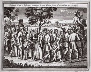 22人の囚人がコルチェスターからロンドンに1人のバンドを連れてきた、Foxes Martyrs c.1703のイラスト