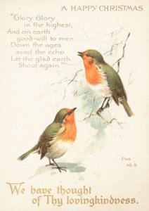 雪の中で2つのロビン、クリスマスカード 作： English School