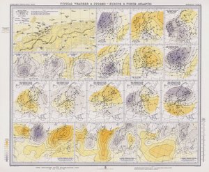 典型的な天候と暴風雨、ヨーロッパと北大西洋（カラーリトグラフ） 作： English School
